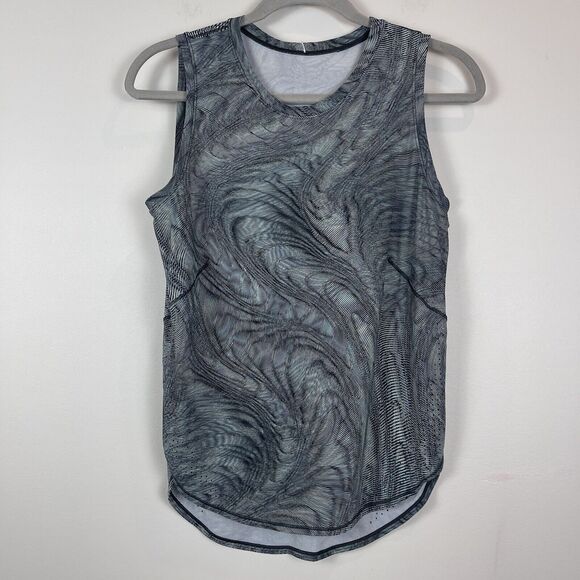 Lululemon Womens Tank Top Sz 4 Gray Dimensional Icing Split Hem Workout Gym Run - Picture 1 of 7